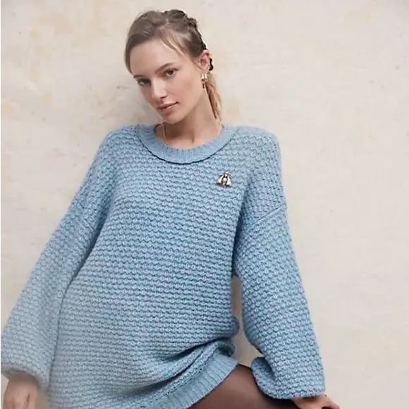 NWOT Free People Mini Sweater Dress / Slouchy Oversized Chunky Knit Z394 - Picture 3 of 7